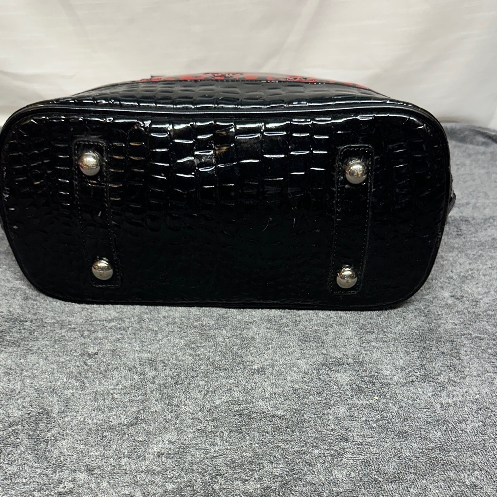 LOUNGEFLY Leopard Skull Embossed Dome Double Zipper Satchel Bag Purse Punk Goth - Picture 4 of 11